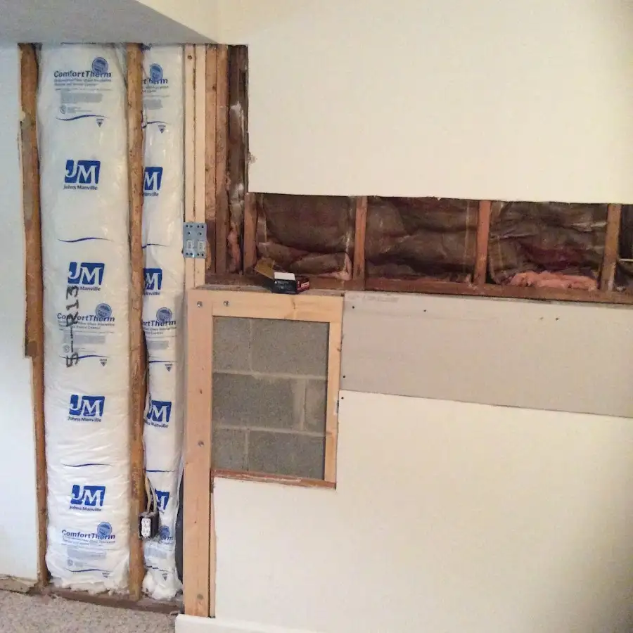 Wall insulation replacement during Contents Cleaning & Restoration in North Berwick